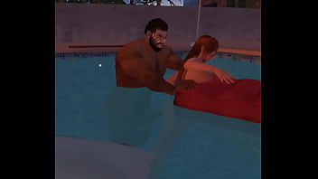 Outside pool sex