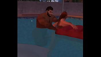 Outside pool sex