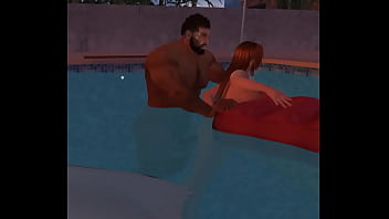 Outside pool sex