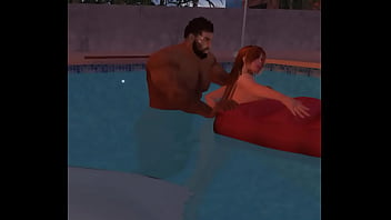 Outside pool sex