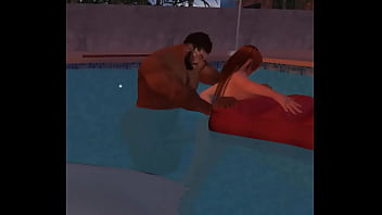 Outside pool sex