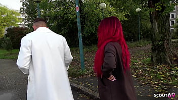 German redhead teen bitch dani luve with big natural saggy tits seduce police officer to fuck her without condom