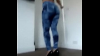 Tight blue denim jeans