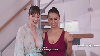 Stroking her breasts & lips more than just oil shall drip