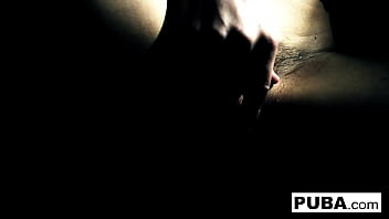 Brunette babe rubs herself