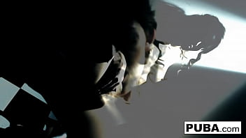 Brunette babe rubs herself