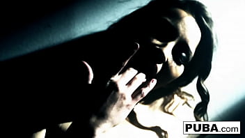 Brunette babe rubs herself