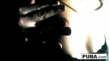 Brunette babe rubs herself