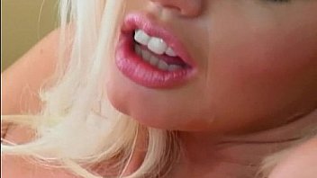 Blonde milf in ripped pantyhose and panties