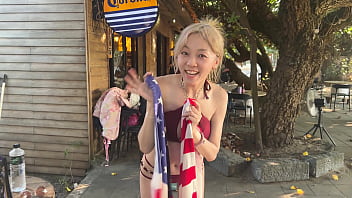 Watch full video in my membership asian girl masturbates and squirts on the beach