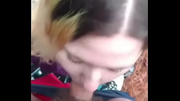 Slut princess blowjob in woods