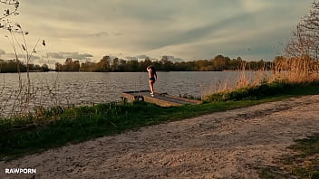 Linda del sol goes into the nature and fucks a big cock in her pussy and ass with pee