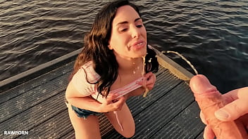 Linda del sol goes into the nature and fucks a big cock in her pussy and ass with pee