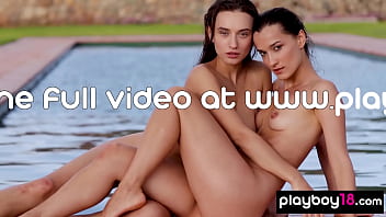 Big tits lesbian babe caressing her petite mistress