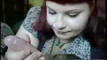 Punk fat girl sucking and face cum