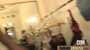 Ebony babe sucks too many white cocks 14