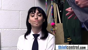 Cavity search turns hardcore for naughty teen thief caught red handed