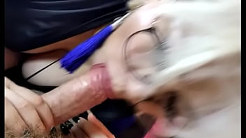 After working a shift on the webcam my slut wife sucks her master's cock that is me