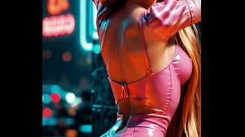 Rapunzel steps into the neon city her golden hair flowing as her pink outfit glows brighter than the signs around her the tower princess trades fairy tales for temptation under the lights… Rapunzel steps into the neon city her golden hair flowing as her pink outfit glows brighter than the signs around her the tower princess trades fairy tales for temptation under the lights…