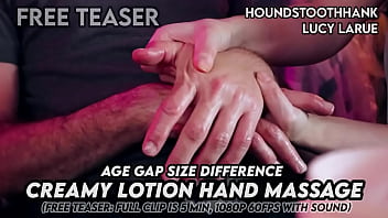 Age gap size difference creamy lotion hand massage