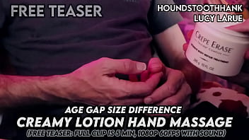 Age gap size difference creamy lotion hand massage