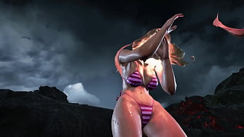 Lili get's stretched by king bikini mod