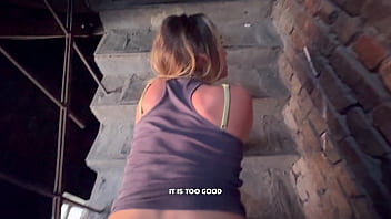 The dirty talking during hard rough fuck on the stairs in the dorm with total local slut