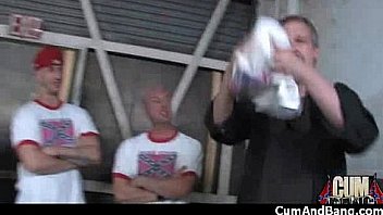 Deepthroat for group of white cocks 16