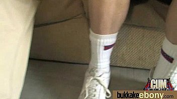 Cum loving teen enjoys huge bukkake 1