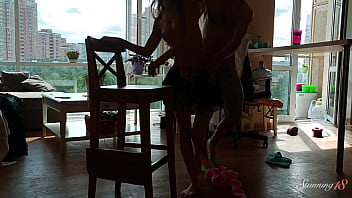 Horny stud is pleasing his cock with da holes of teen slut vquinn