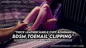 Thick leather ankle cuff bondage bdsm toenail clipping