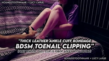 Thick leather ankle cuff bondage bdsm toenail clipping