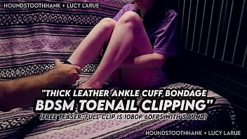 Thick leather ankle cuff bondage bdsm toenail clipping