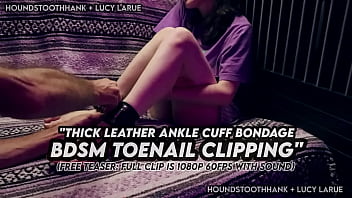 Thick leather ankle cuff bondage bdsm toenail clipping