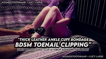 Thick leather ankle cuff bondage bdsm toenail clipping