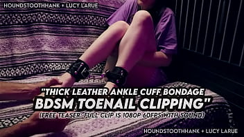 Thick leather ankle cuff bondage bdsm toenail clipping