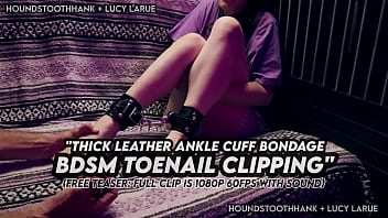 Thick leather ankle cuff bondage bdsm toenail clipping