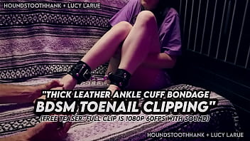 Thick leather ankle cuff bondage bdsm toenail clipping Thick leather ankle cuff bondage bdsm toenail clipping