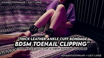Thick leather ankle cuff bondage bdsm toenail clipping