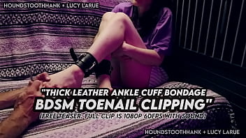 Thick leather ankle cuff bondage bdsm toenail clipping