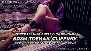 Thick leather ankle cuff bondage bdsm toenail clipping