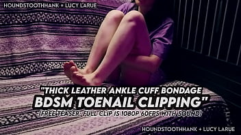 Thick leather ankle cuff bondage bdsm toenail clipping