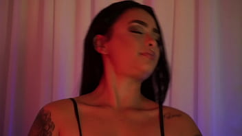 Brunette masturbate a shy guy