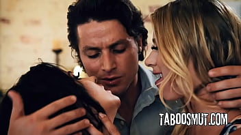 Hot blonde teen gets into threesome with step aunt and her husband