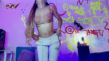 Desperate pissing on my gray sweatshirt on my room