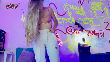 Desperate pissing on my gray sweatshirt on my room