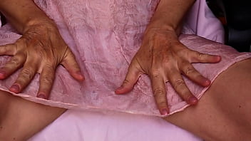 Granny with big saggy tits gets a strong orgasm