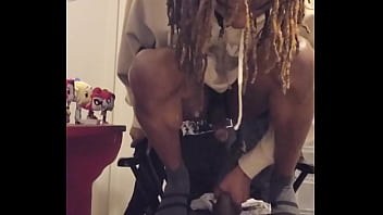 Sexy Amateur Black Shemale Rides Dick In A Chair thumbnail