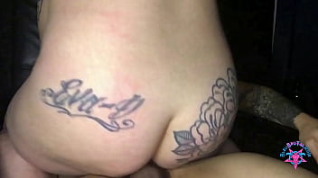 Toxic flower horny big butt pawg masturbating giving a wet sloppy blowjob and cowgirl riding a hard big dick milf interracial & fishnet