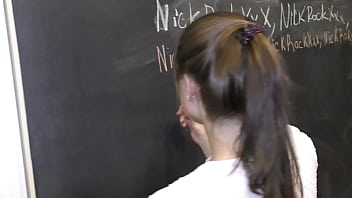 Teacher fucked student baby bamby in the ass during private lesson teacher made her suck cock under the table nrx049